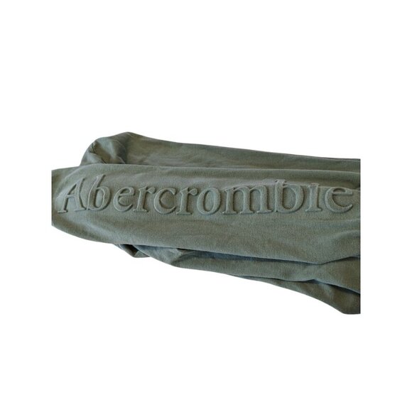 Abercrombie Fitch Soft AF Mens Top Med Olive Green Embossed Logo Long Sleeve - Picture 4 of 7